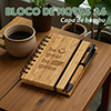 507065 - Bloco de notas A6 de capa de bambu com 70 folhas