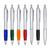 CA1025 - Caneta plástica de corpo prata e grip colorido