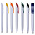 CA1590 - Caneta plástica de corpo branco e clipe colorido